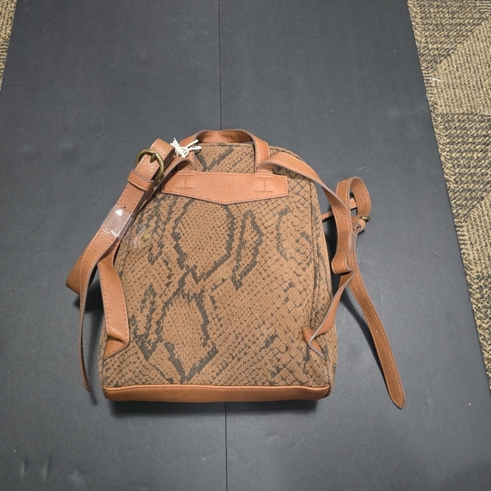 NEW Brown Snakeskin Mini Backpack Purse Animal Print Travel Festival Bag - Picture 6 of 6